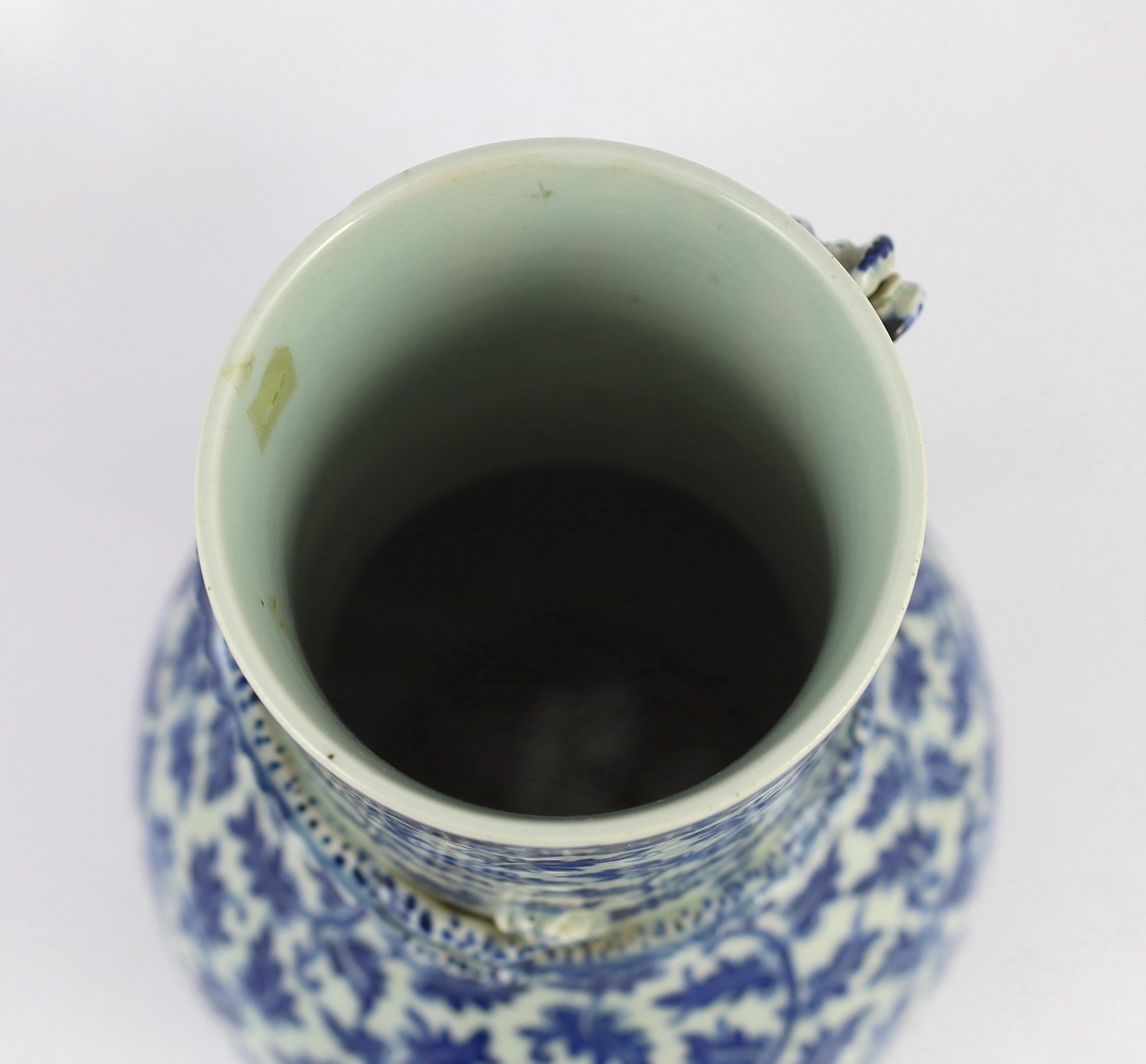 A Chinese blue and white vase, 19th century, 34.5cm high